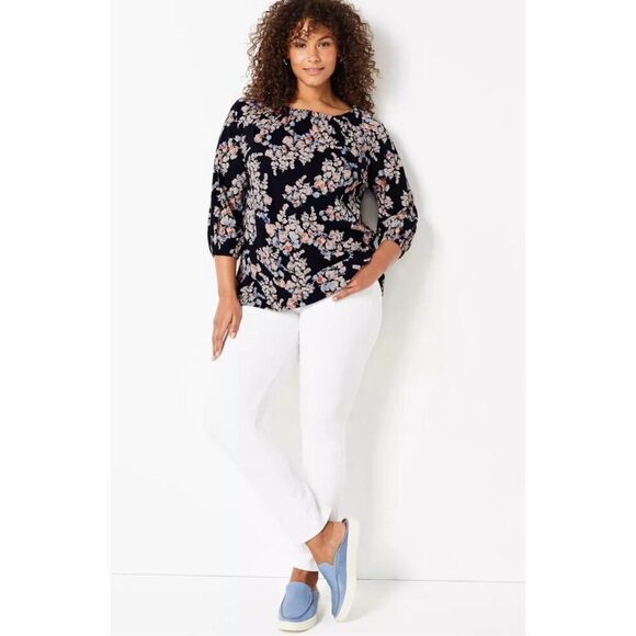 J. Jill Pretty and Feminine Floral A-Line Top Size Small Petite - Picture 1 of 8